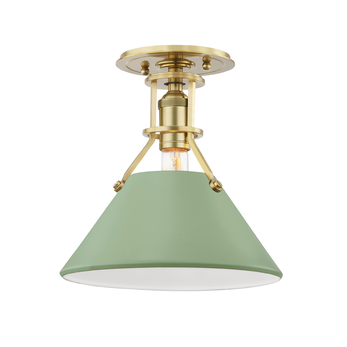 Painted No.2 Semi Flush in aged brass — a Hudson Valley semi flush for hallways, bedrooms, and entryways at Laurie Yapp Home.