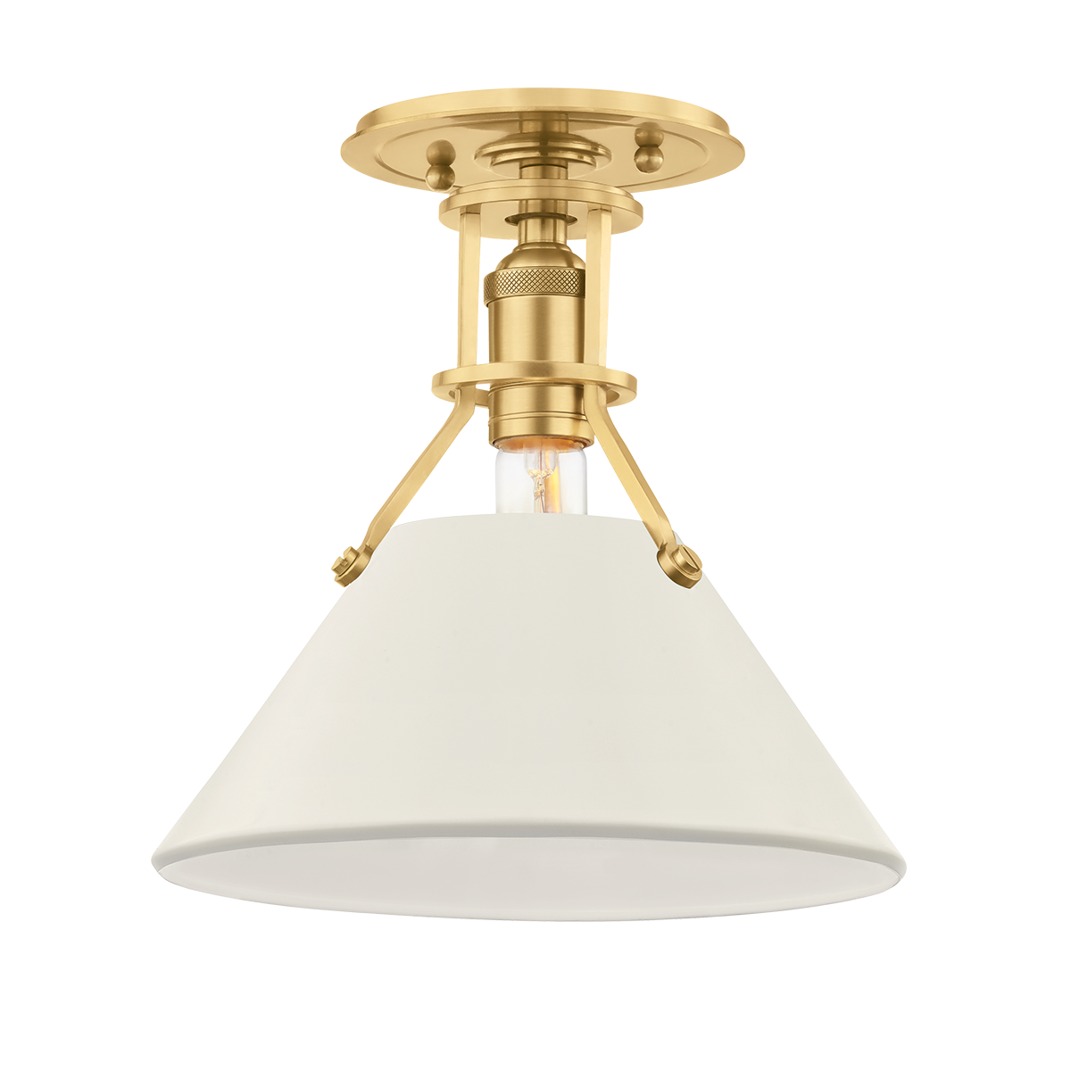 Painted No.2 Semi Flush in aged brass — a Hudson Valley semi flush for hallways, bedrooms, and entryways at Laurie Yapp Home.