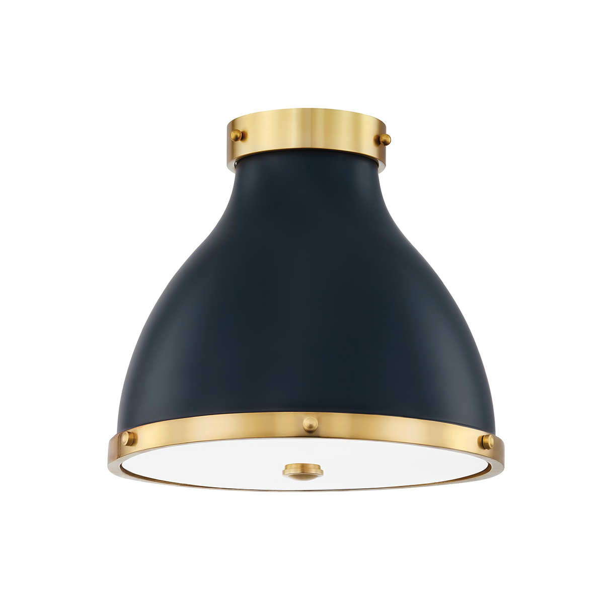 Painted No. 3 Flush Mount in aged brass — a Hudson Valley flush mount for hallways, bedrooms, and entryways at Laurie Yapp Home.