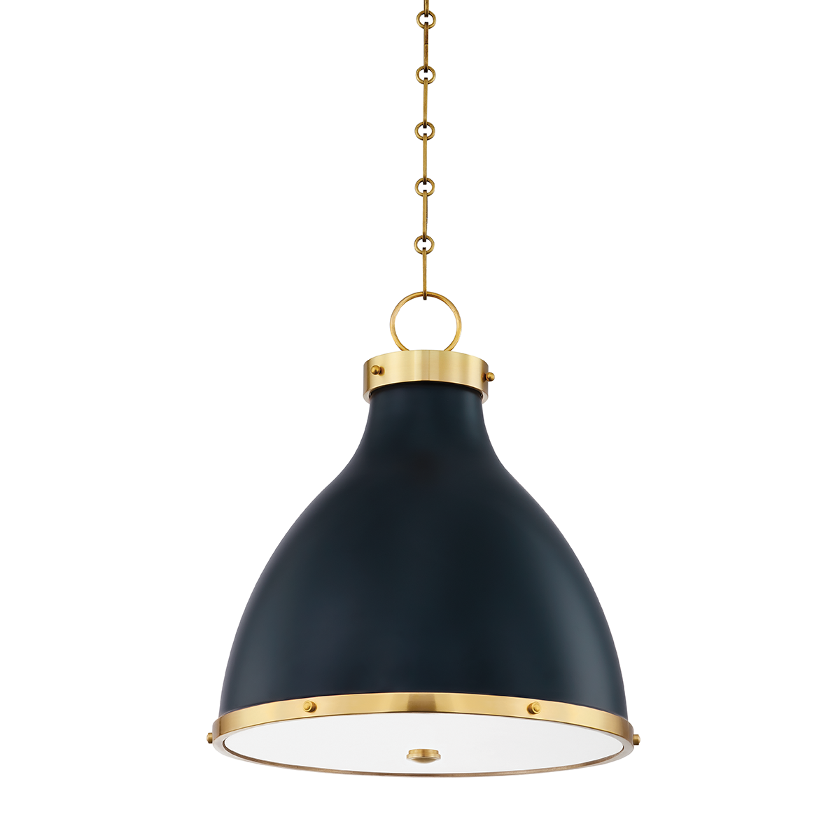 Painted No. 3 Pendant 16.5" in aged brass — a Hudson Valley pendant for kitchens, entries, and dining rooms at Laurie Yapp Home.