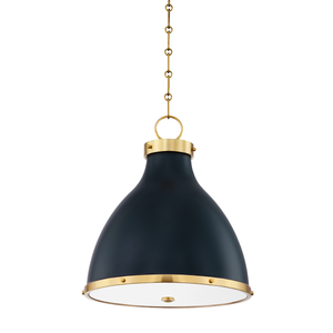 Painted No. 3 Pendant 16.5" in aged brass — a Hudson Valley pendant for kitchens, entries, and dining rooms at Laurie Yapp Home.