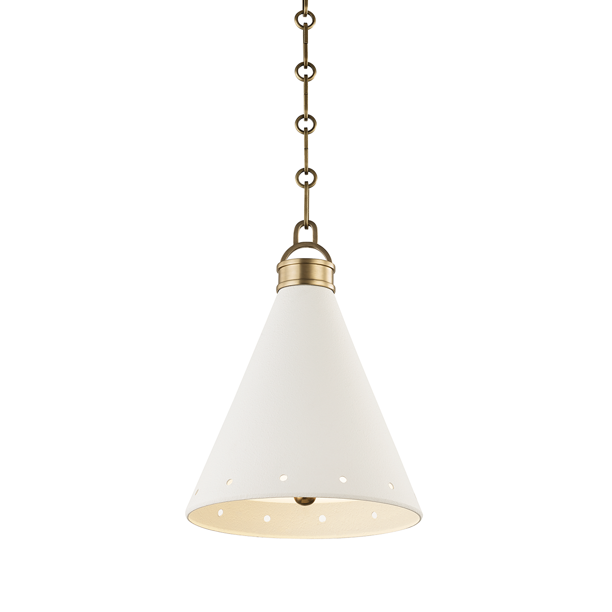 Plaster No.1 Pendant 10" in aged brass — a Hudson Valley pendant for kitchens, entries, and dining rooms at Laurie Yapp Home.