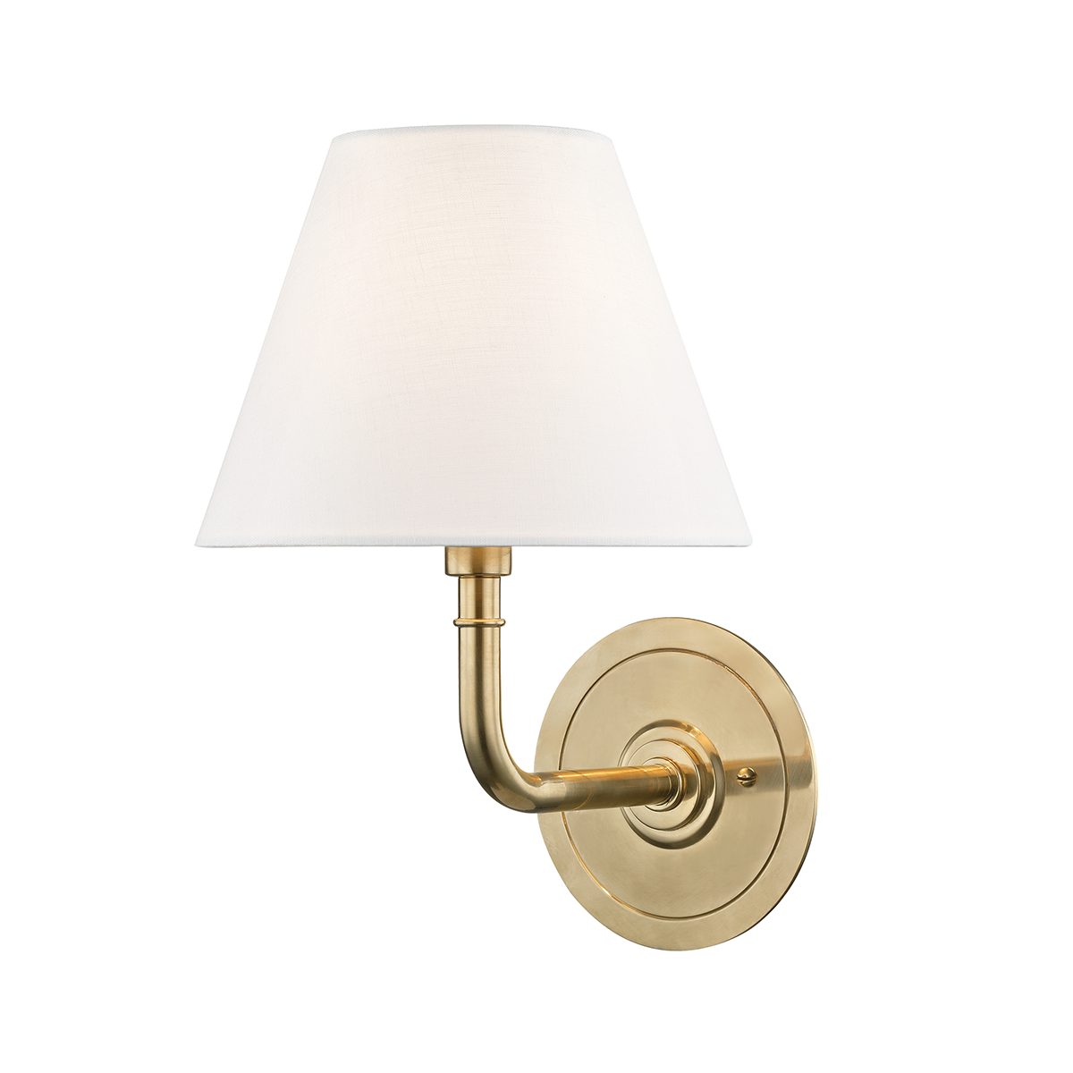 Signature No.1 Wall Sconce 8" x 11.25" in Aged Brass — a Hudson Valley wall sconce for bathrooms, hallways, and living rooms at Laurie Yapp Home.
