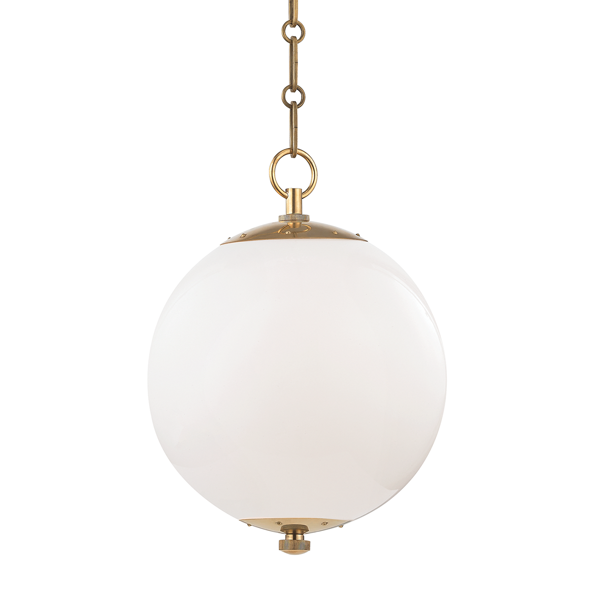 Sphere No.1 Pendant 11.25" in aged brass — a Hudson Valley pendant for kitchens, entries, and dining rooms at Laurie Yapp Home.