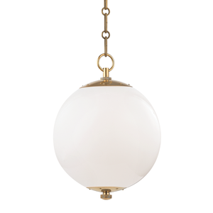 Sphere No.1 Pendant 11.25" in aged brass — a Hudson Valley pendant for kitchens, entries, and dining rooms at Laurie Yapp Home.