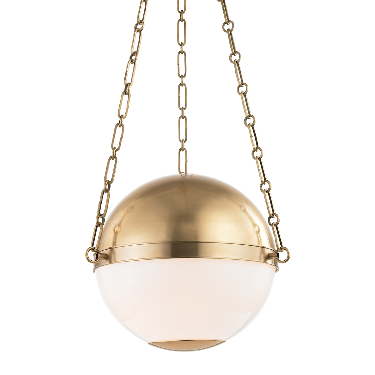 Sphere No.2 Pendant 16.5" in aged brass — a Hudson Valley pendant for kitchens, entries, and dining rooms at Laurie Yapp Home.