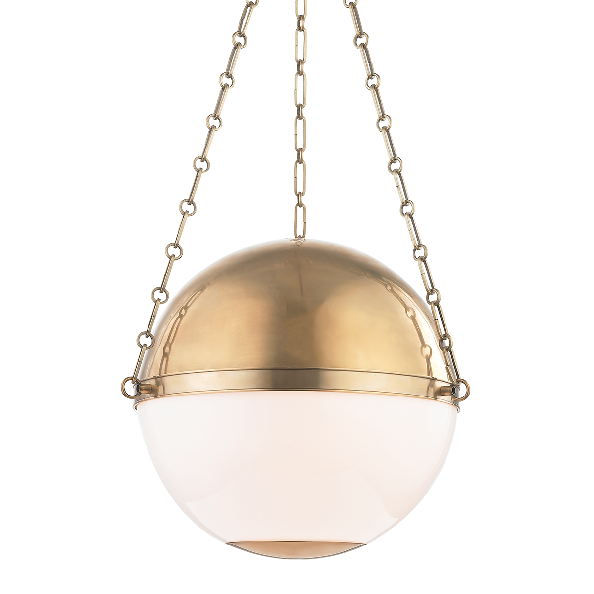 Sphere No.2 Pendant 20.5" in aged brass — a Hudson Valley pendant for kitchens, entries, and dining rooms at Laurie Yapp Home.