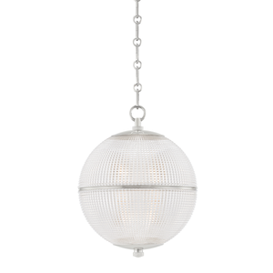 Sphere No. 3 Pendant 13" in polished nickel shown from the front to reveal the shade shape and metal detail.