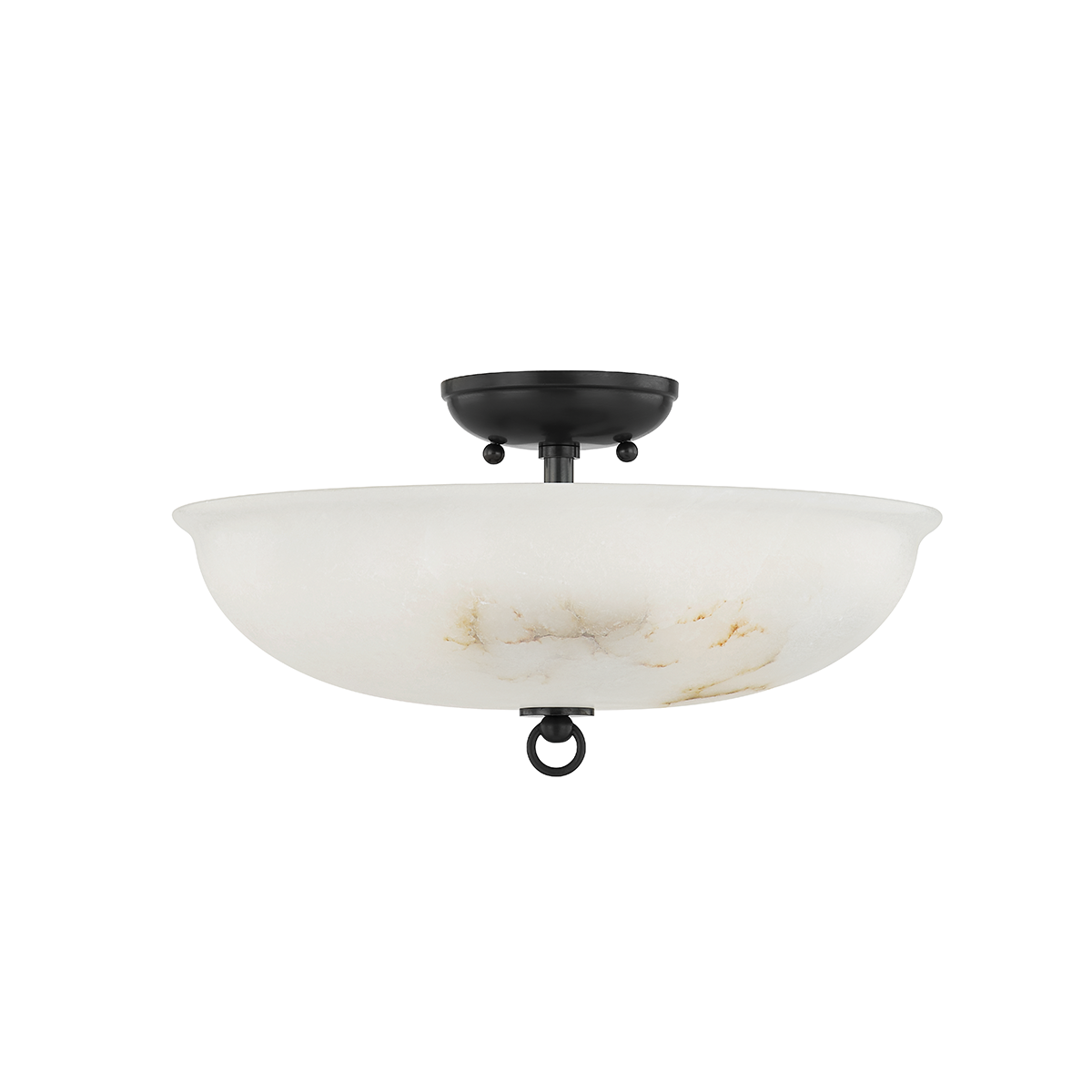 Somerset Semi Flush in dark bronze shown from a second angle to highlight the shade profile and mounting canopy.