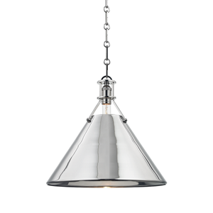 Metal No. 2 Pendant 16" in polished nickel shown from the front to reveal the shade shape and metal detail.