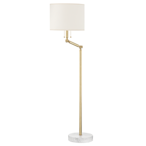 Essex Floor Lamp in aged brass — a Hudson Valley floor lamp for living rooms and reading nooks at Laurie Yapp Home.