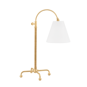 Curves No.1 Table Lamp in aged brass — a Hudson Valley table lamp for living rooms, entries, and bedrooms at Laurie Yapp Home.