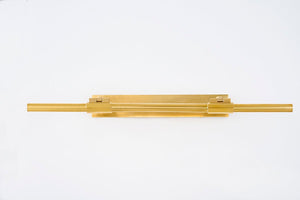 Melbourne Picture Light 30" in aged brass shown from the front to reveal the arm curve and shade proportion.