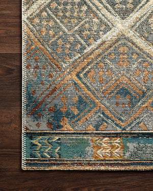 Close-up detail of the Mika Ivory / Mediterranean showing its pile and weave.