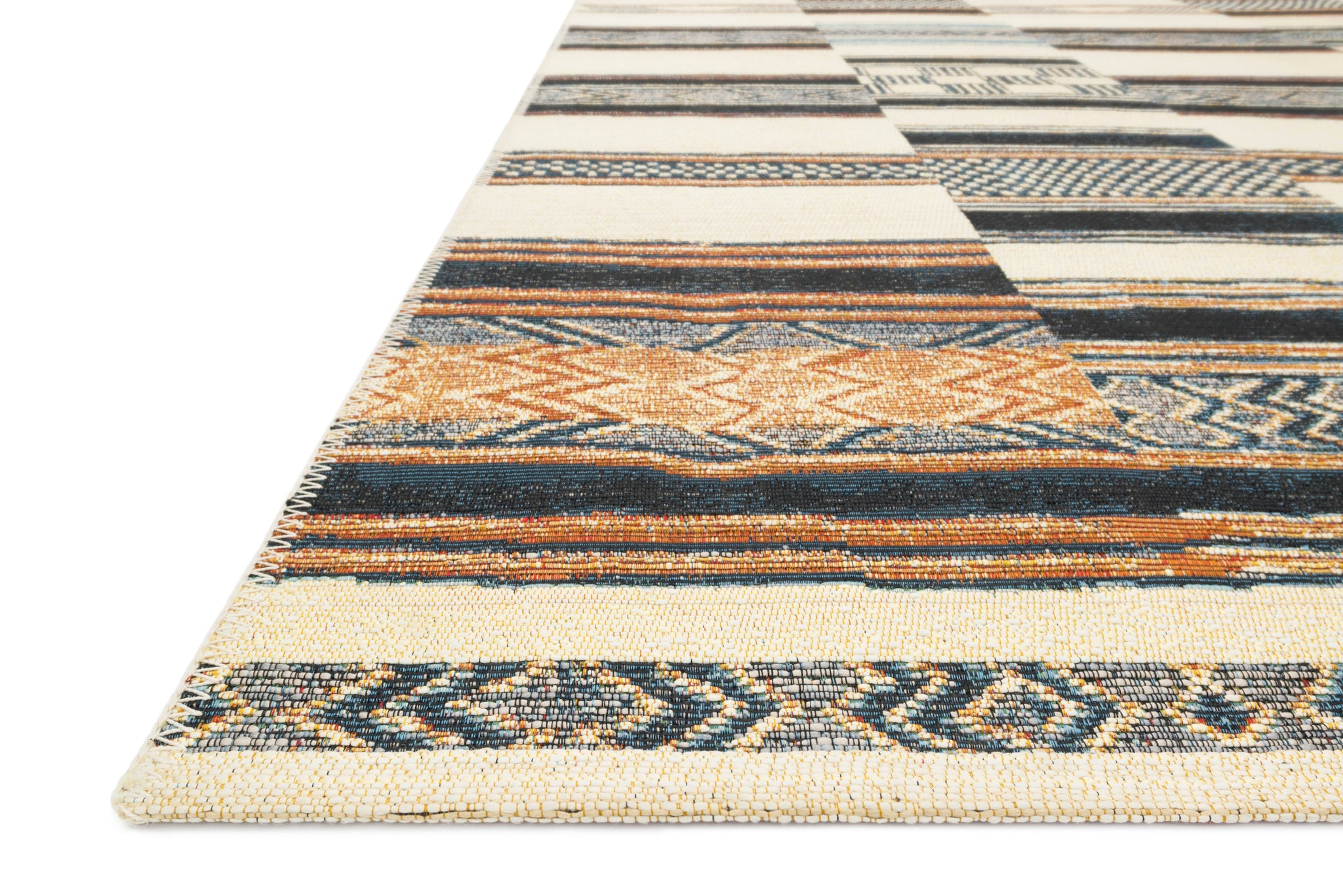 Side view of the Mika Ivory / Multi rug.