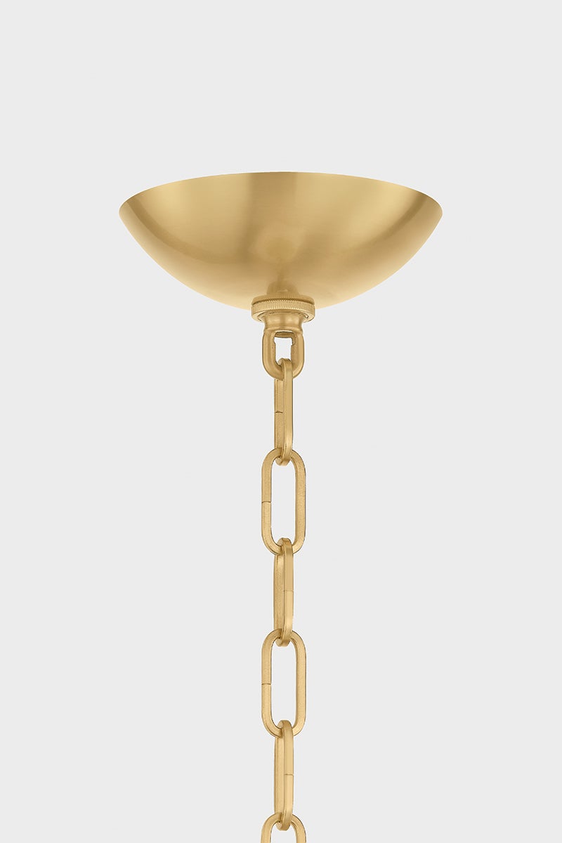 Moore Pendant 12" in aged brass — a Hudson Valley pendant for kitchens, entries, and dining rooms at Laurie Yapp Home.