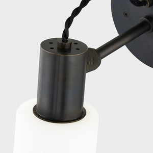 Malba Wall Sconce in dark bronze shown from the front to reveal the arm curve and shade silhouette.