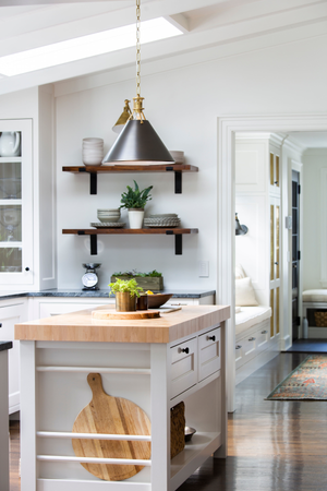 Metal No. 2 Pendant 16" styled in a bright kitchen for warm, layered light at Laurie Yapp Home.