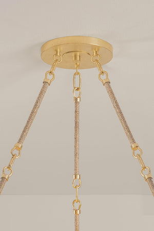 Close-up of the Naxos Chandelier 42" showing the frame, arms, and shade detail.