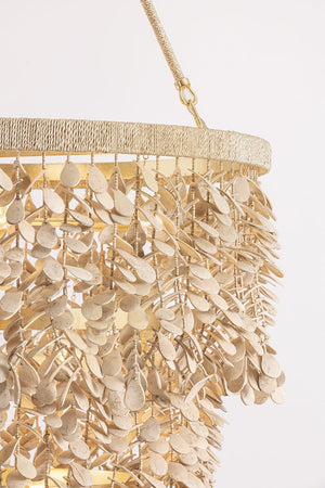 Close-up of the Naxos Chandelier 42" showing the frame, arms, and shade detail.