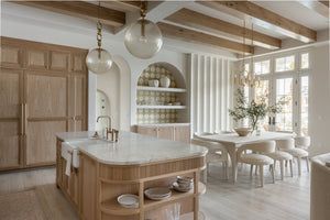 Nessa Pendant 17.75" styled in an elegant dining room for warm, layered light at Laurie Yapp Home.