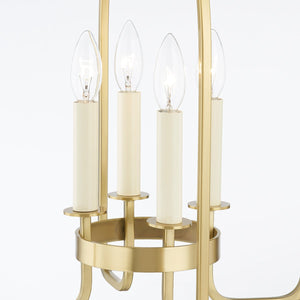 Oakville Lantern 14.25" in aged brass shown from the front to reveal the frame and glass panel detail.
