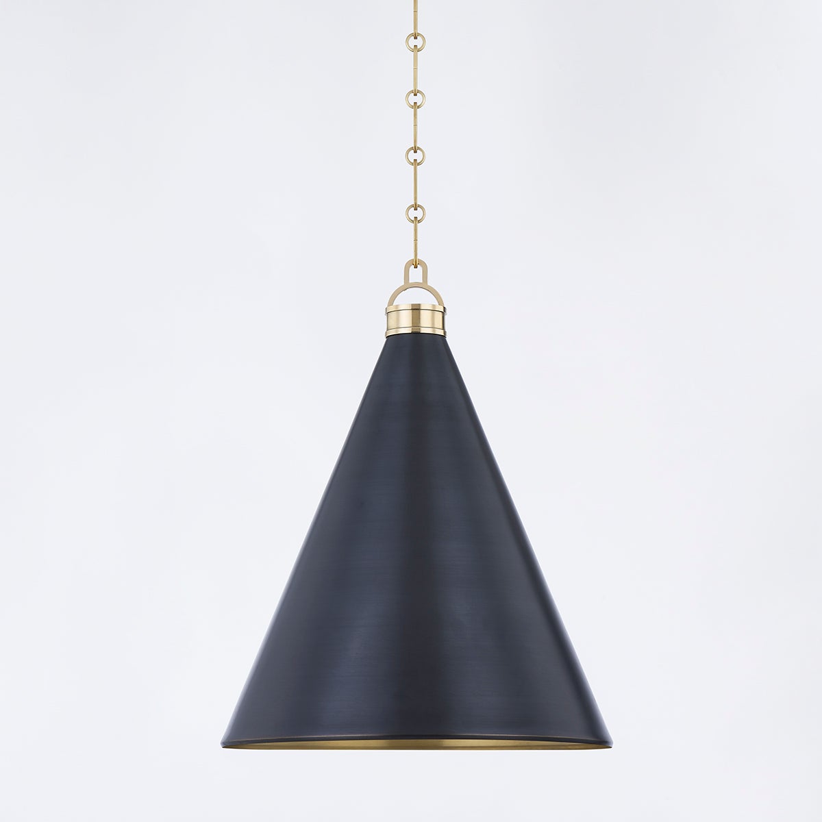 Osterley Pendant 15" shown from the front to reveal the shade shape and metal detail.