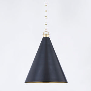 Osterley Pendant 15" shown from the front to reveal the shade shape and metal detail.