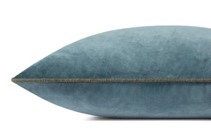 Liza Blue Pillow shown from a different angle to reveal its pattern.