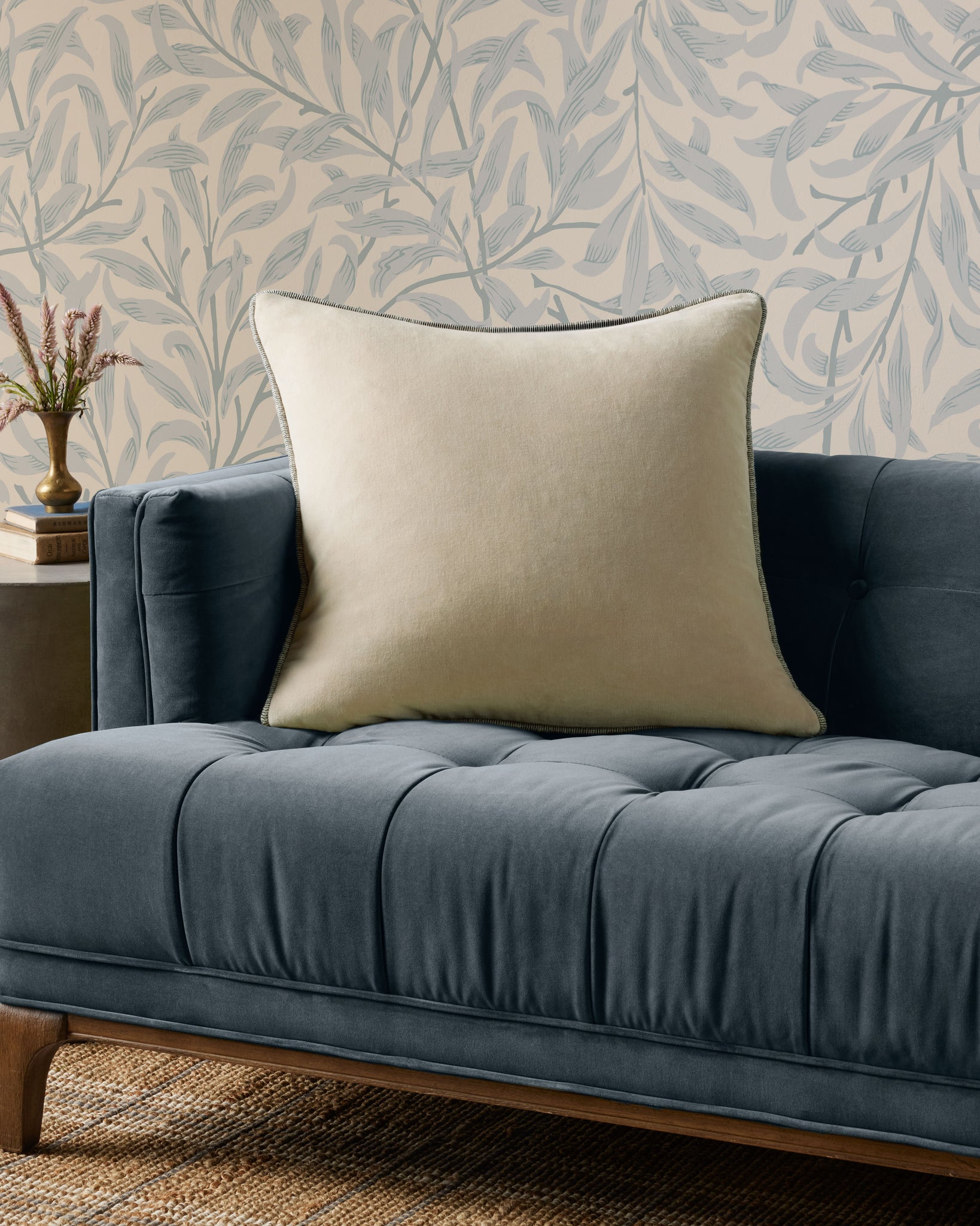 Liza Ivory Pillow shown from a different angle to reveal its pattern.