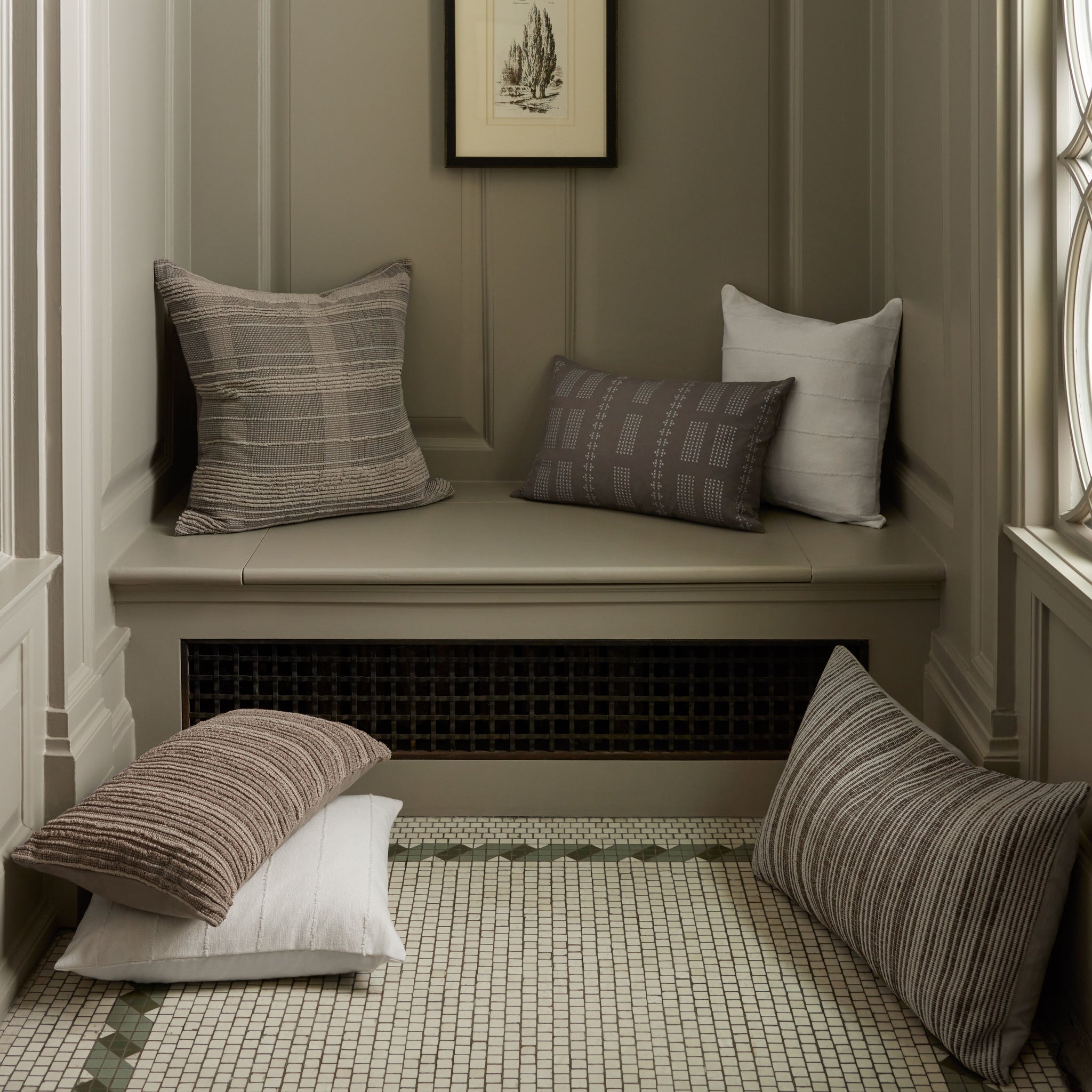 Julia Ivory Pillow shown from a different angle to reveal its pattern.