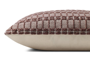 Poe Burgundy Pillow shown from a different angle to reveal its pattern.