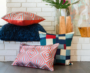 Navy Pillow (Pattern 1) shown from another angle.