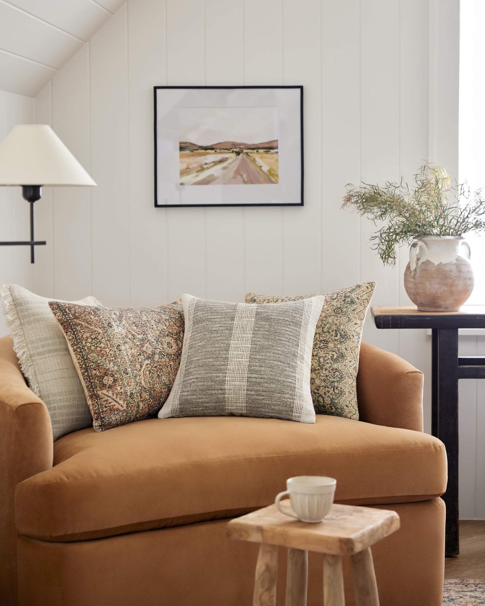 Forrest Ivory / Sage Pillow shown from a different angle to reveal its pattern.