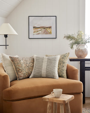 Forrest Ivory / Sage Pillow shown from a different angle to reveal its pattern.