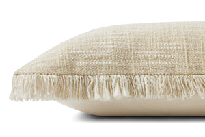 Bella Sand / Natural Pillow shown from a different angle to reveal its pattern.