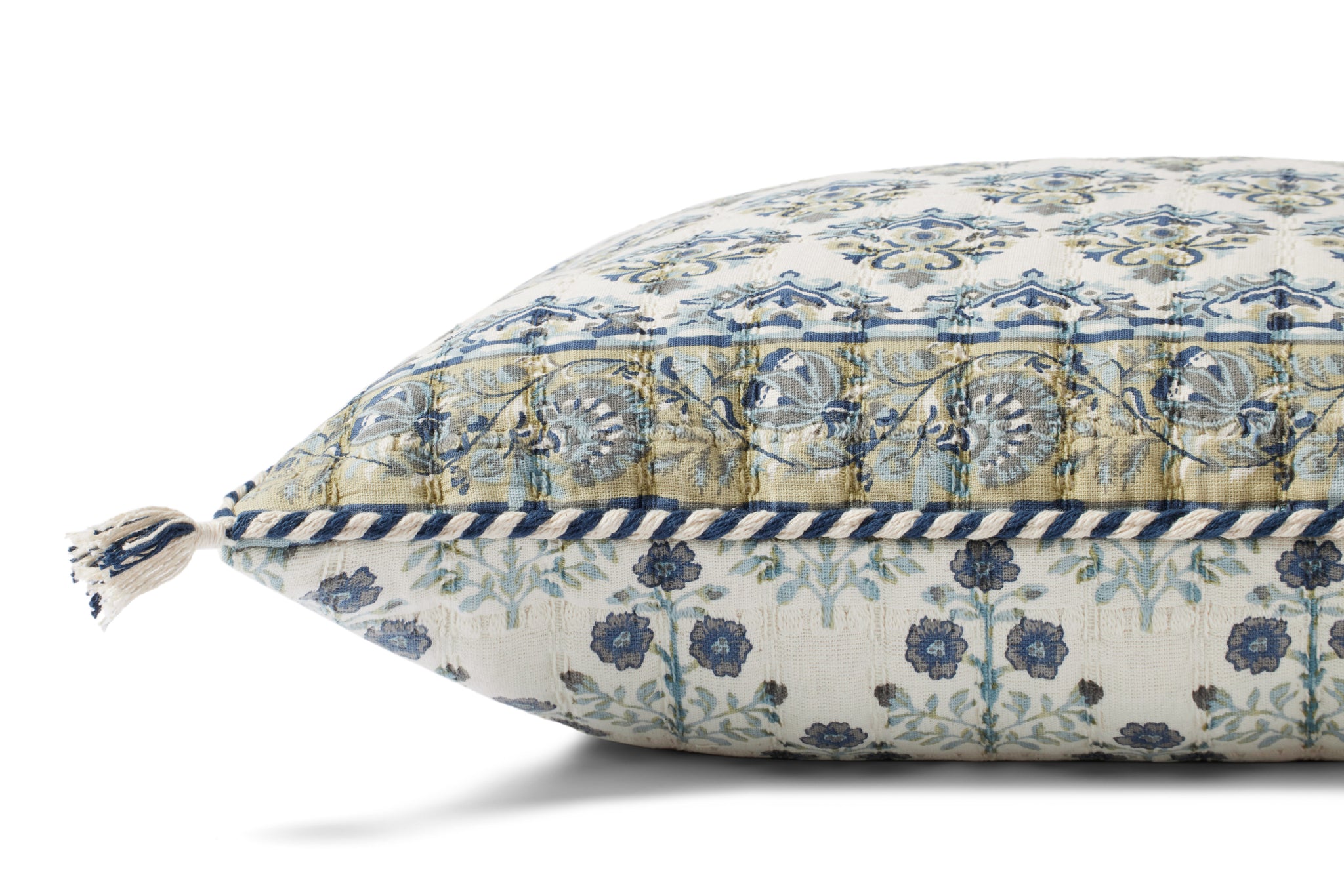 Blue / Multi Pillow shown from a different angle to reveal its pattern.