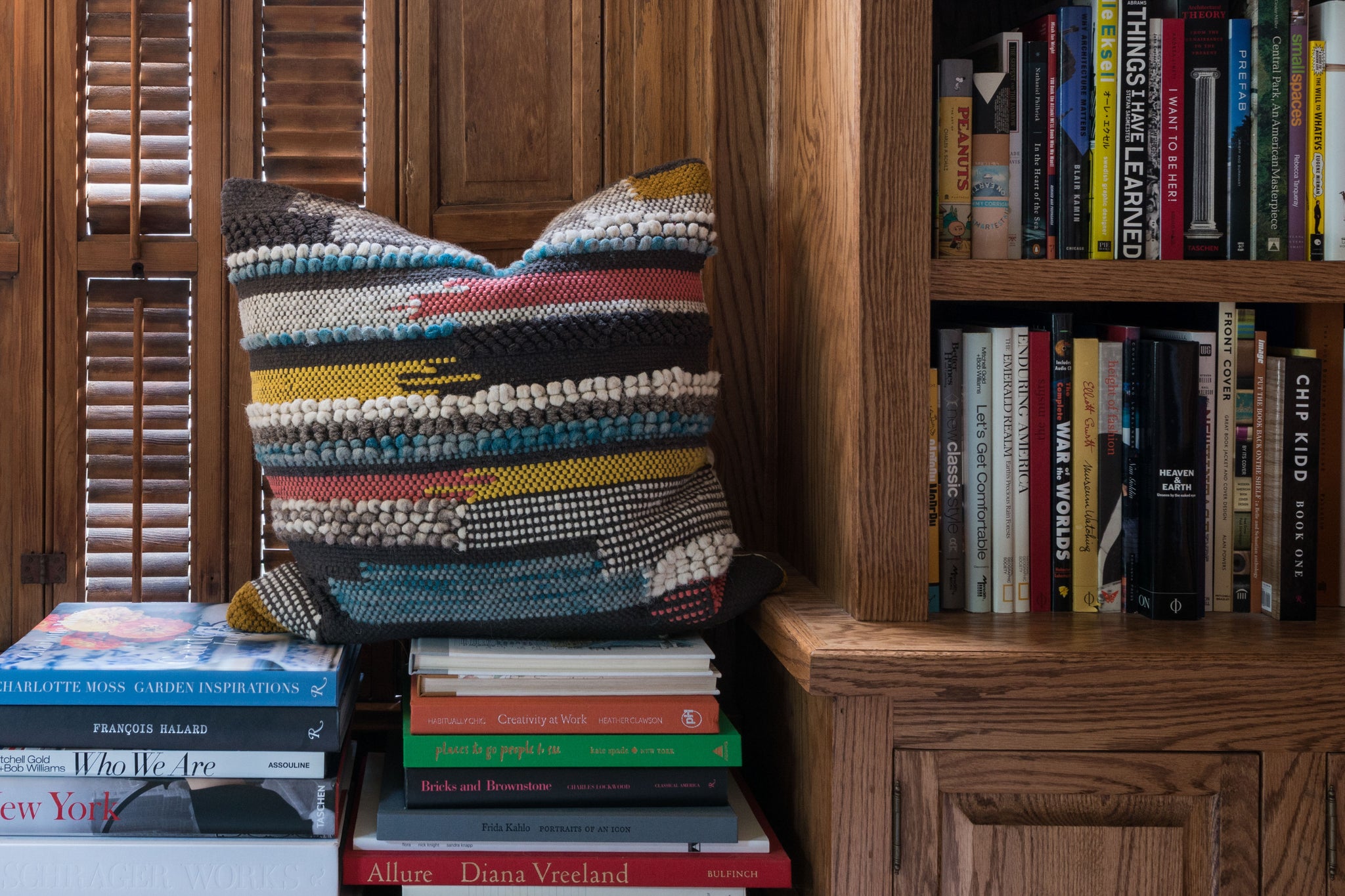 Multi Pillow (Pattern 1) shown from a different angle to reveal its pattern.