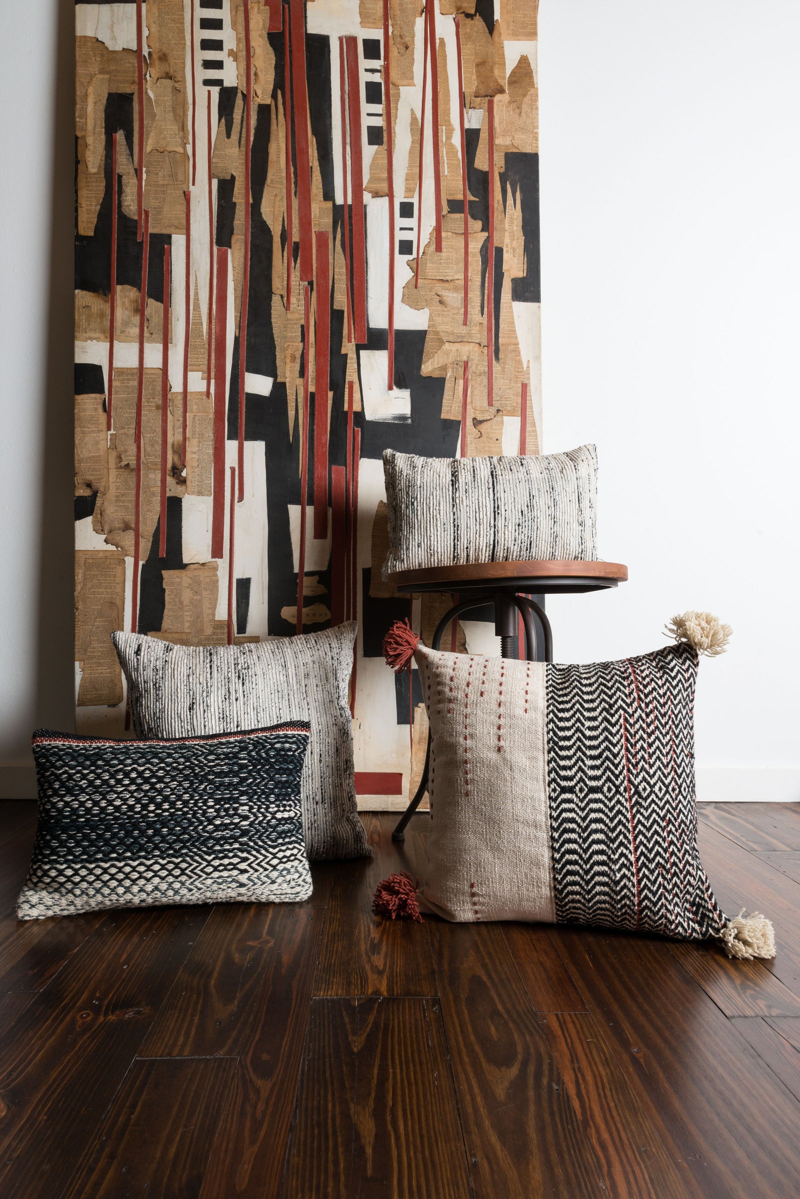 Black / Ivory Pillow (Pattern 3) — a Loloi pillow at Laurie Yapp Home.