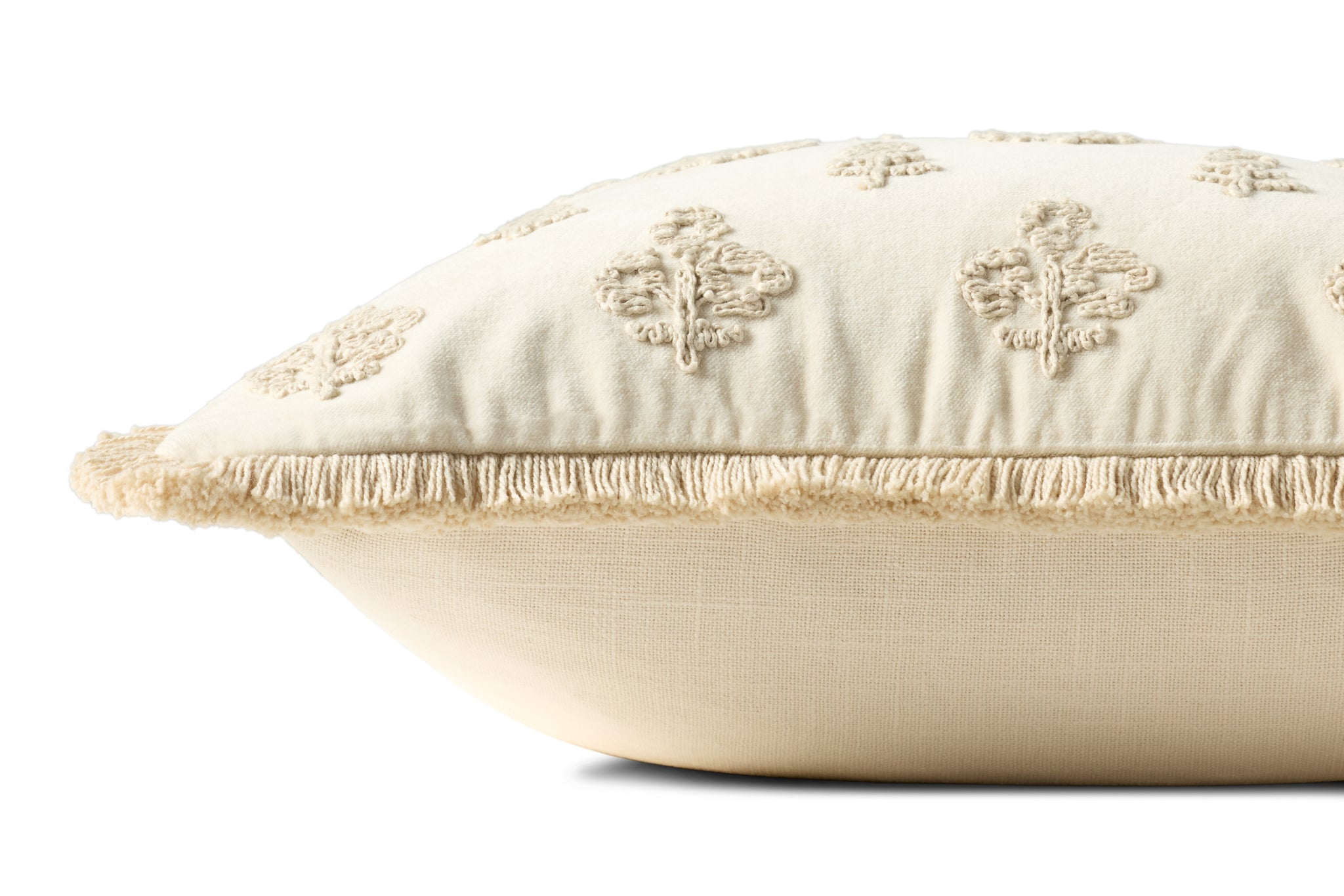 Darla Ivory Pillow shown from a different angle to reveal its pattern.