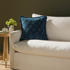 Darla Navy Pillow shown from another angle.