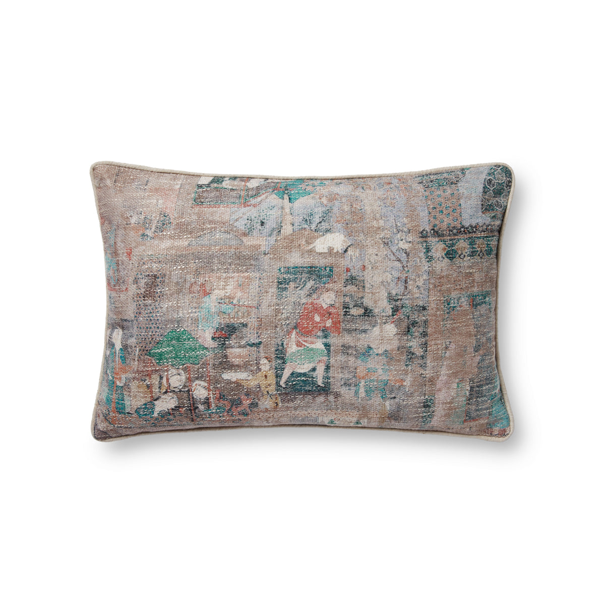 Brown / Multi Pillow (Pattern 1) — a Loloi pillow at Laurie Yapp Home.