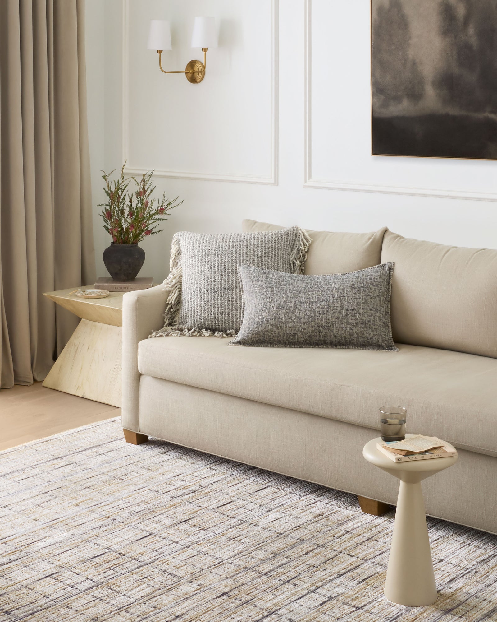 Ivory / Beige Pillow (Pattern 2) — a Loloi pillow at Laurie Yapp Home.