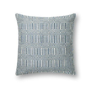 Blue / Ivory Pillow (Pattern 1) — a Loloi pillow at Laurie Yapp Home.