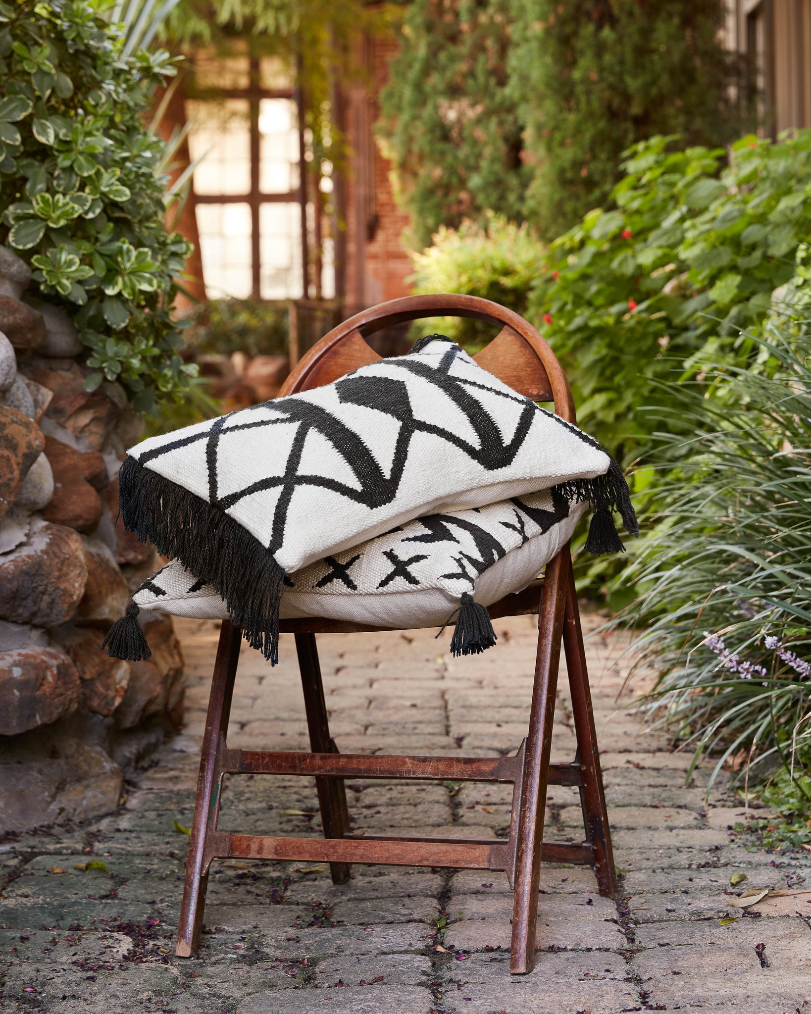 Black / Ivory Pillow (Pattern 5) shown from another angle.