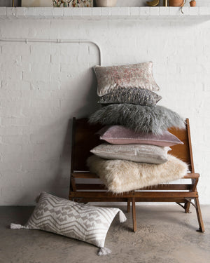 Grey Pillow (Pattern 1) shown from another angle.