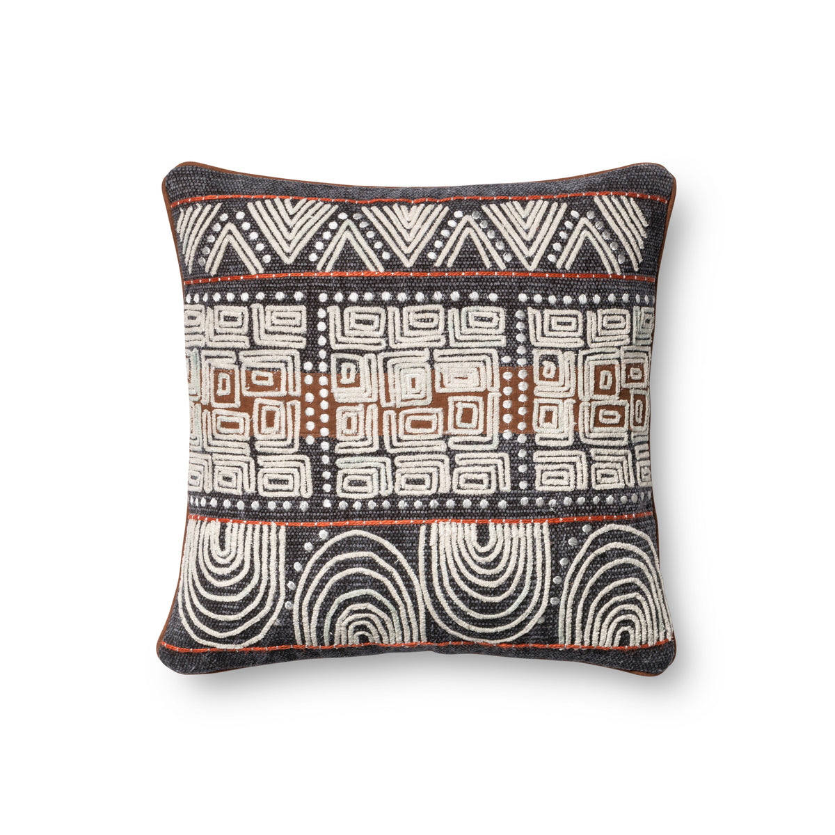 Blue / Rust Pillow (Pattern 1) — a Loloi pillow at Laurie Yapp Home.