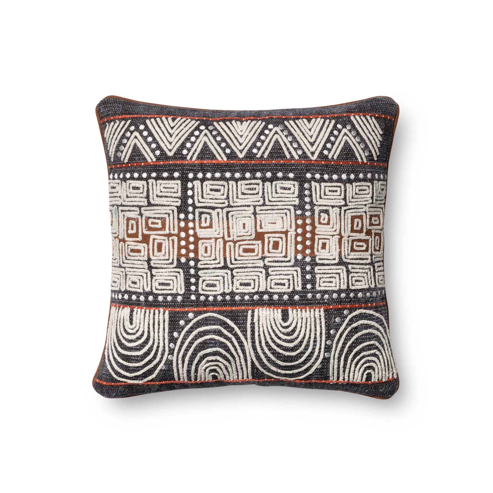 Blue / Rust Pillow (Pattern 1) — a Loloi pillow at Laurie Yapp Home.