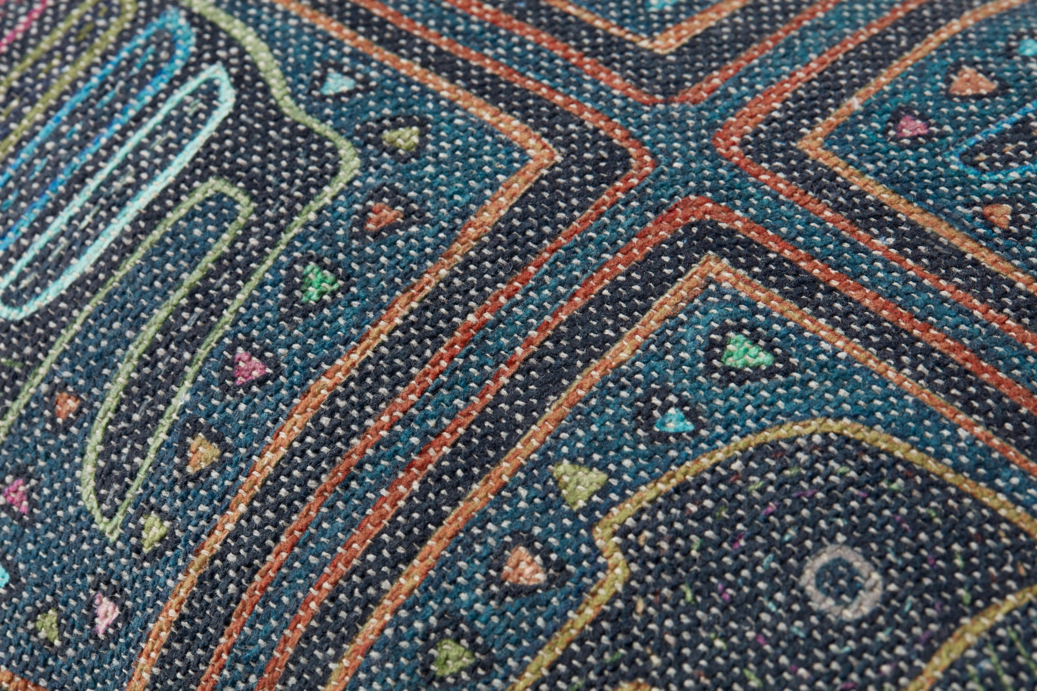 Lagoon / Multi Pillow shown from a different angle to reveal its pattern.