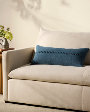 Harvey Blue Pillow shown from another angle.
